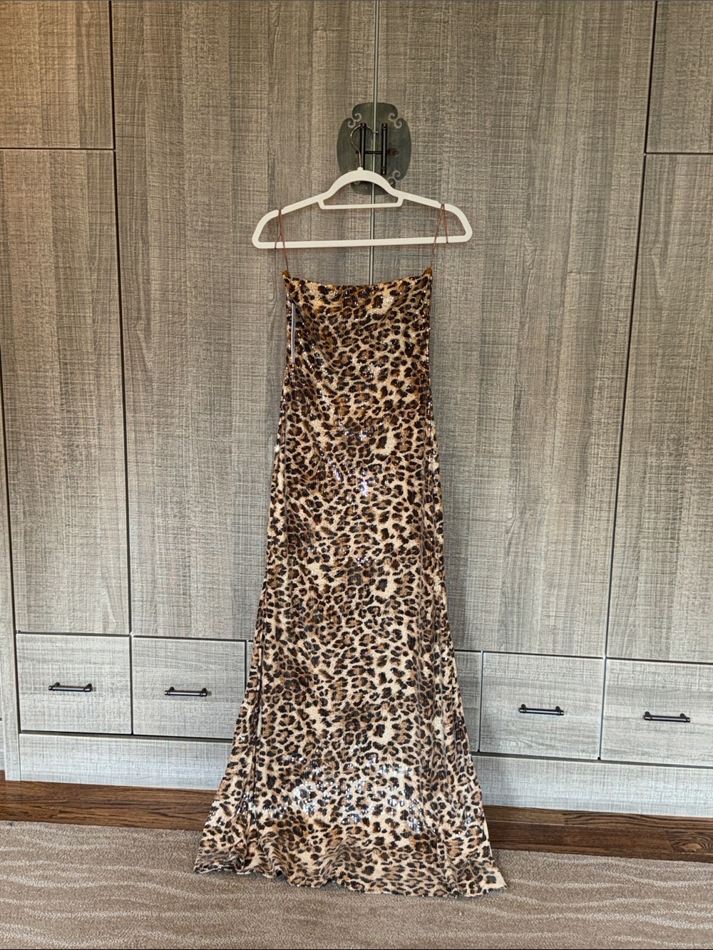 Princess Polly Exquise Strapless Maxi Dress Leopard Sequin